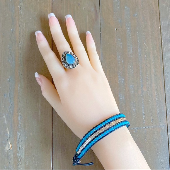 Blue Chalcedony Silver Ring Size 9.5 New - Picture 10 of 13